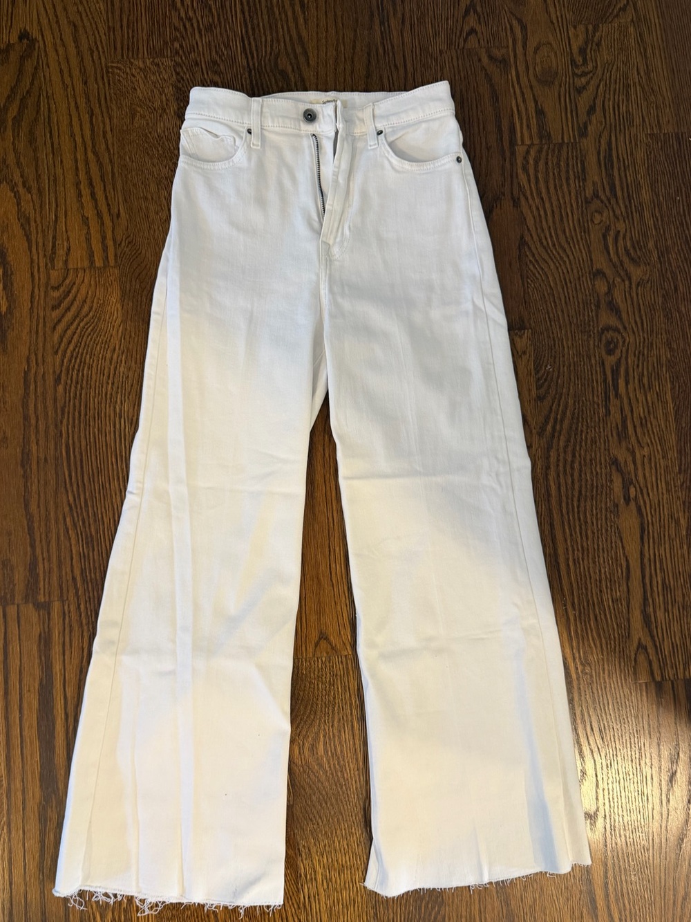 Splendid White High-Rise Wide-Leg Jeans with Raw Hem